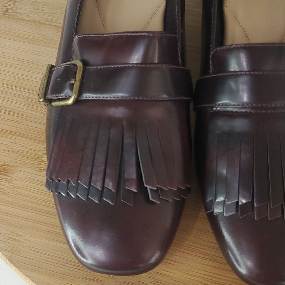 Clarks Artesian Tealia Maye Block Heel Aubergine Patent Leather Heel Pump 9M - Picture 4 of 15